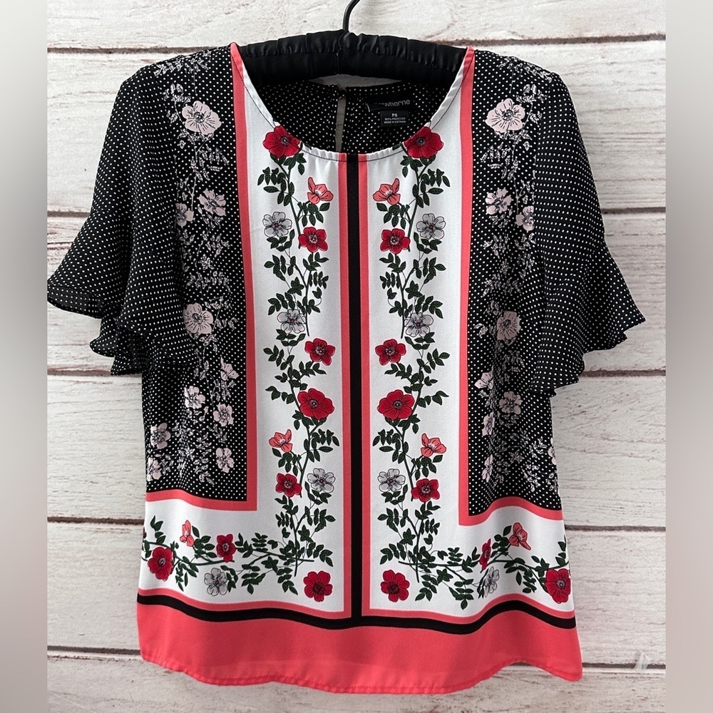 Liz Claiborne Black and Red Polka Dot Blouse